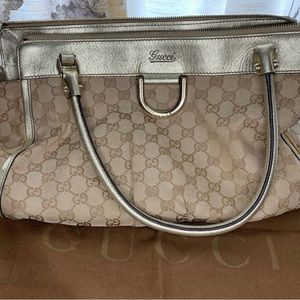 GUCCI Canvas Handbag D Ring Tote